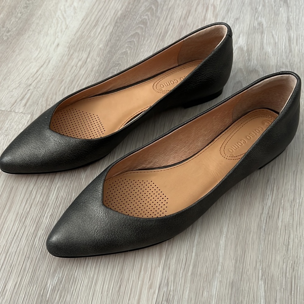 New Corso Como Julia Flats Pewter Leather- Size 6.5 M